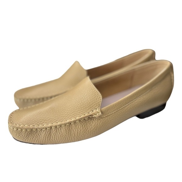 Talbots Beige Pebbled Leather Driving Loafers Mocassins Shoes Flats Size 8.5 N - Picture 1 of 8